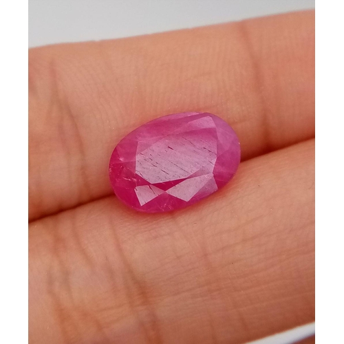 1115 - A 5.08ct Untreated Afghanistan Mines Ruby Gemstone, Oval Shape Comes with GFCO certificate.