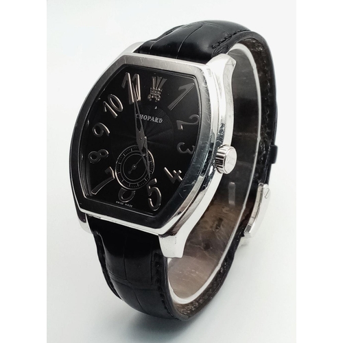 144 - A Chopard Limited Edition 'The Prince's Foundation' Automatic Gents Watch. Black leather strap. Stai... 