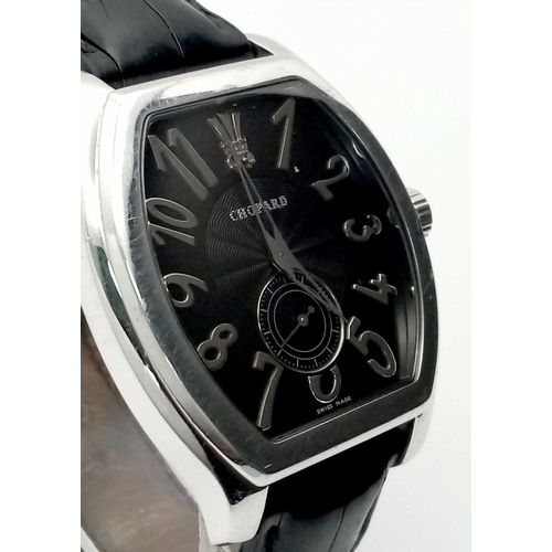 144 - A Chopard Limited Edition 'The Prince's Foundation' Automatic Gents Watch. Black leather strap. Stai... 