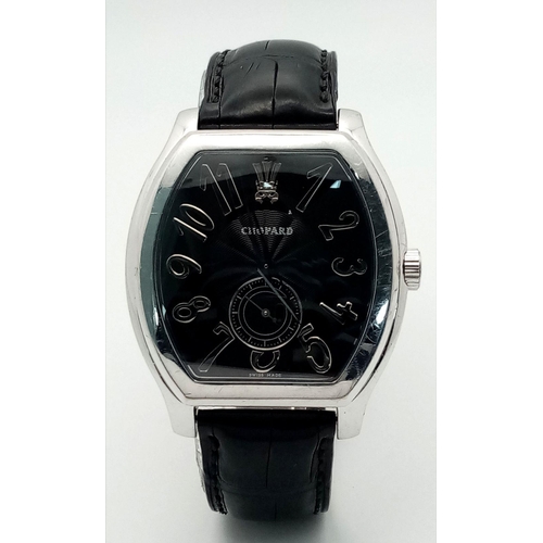 144 - A Chopard Limited Edition 'The Prince's Foundation' Automatic Gents Watch. Black leather strap. Stai... 