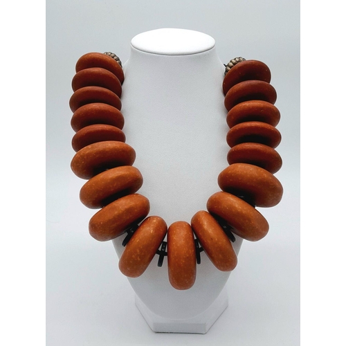 1585 - A Large Graduated Berber Resin Necklace. 512g total weight.