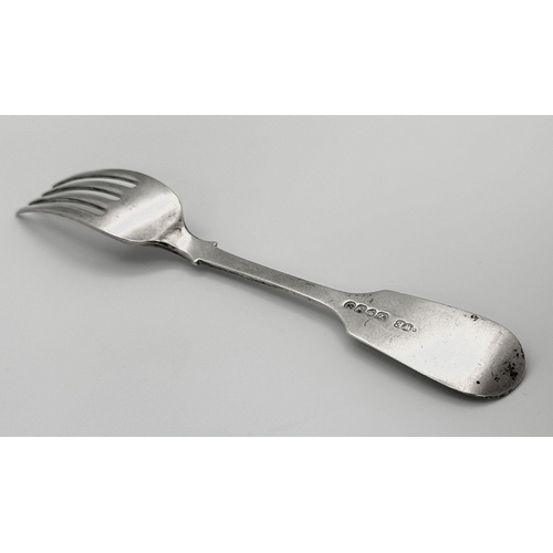 1769 - An antique Victorian sterling silver fork. Full London hallmarks, 1838. Total weight 70.5G. Total le... 