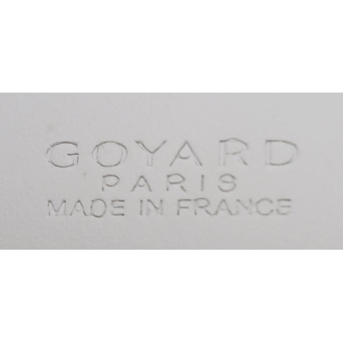 221 - A Goyard Victoire White Wallet. White canvas exterior with Goyardine monogram pattern and silver-ton... 