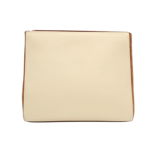 228 - An Aspinal of London Tan and Cream Structured Bag. Cream leather exterior with gold-toned hardware, ... 