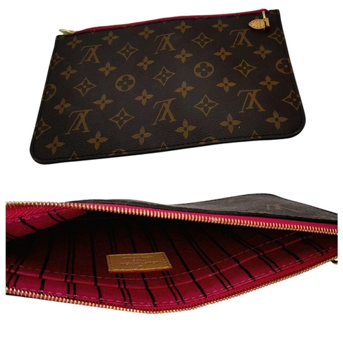 235 - A Louis Vuitton Monogram Neverfull MM Tote Bag with Pochette. Classic LV monogram on brown toile can... 