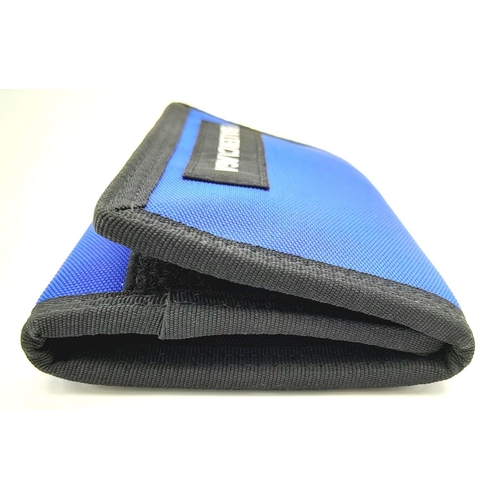 242 - A Balenciaga Nylon Trifold Wallet. Blue and black textile exterior with a velcro closure. Black text... 