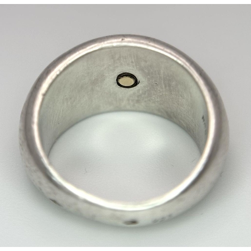 277 - A Hermes Sterling Silver Signet Ring. Size K 1/2. Comes in original Hermes case.  Ref: STK019989