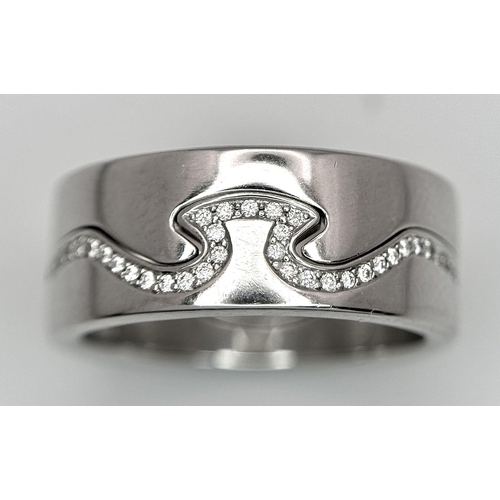 284 - A Georg Jensen 18k White Gold Diamond Fusion Ring. Two piece construction. Size J 1/2. In very good ... 