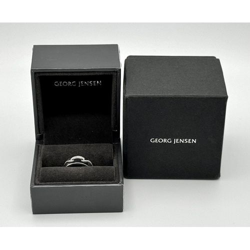 284 - A Georg Jensen 18k White Gold Diamond Fusion Ring. Two piece construction. Size J 1/2. In very good ... 