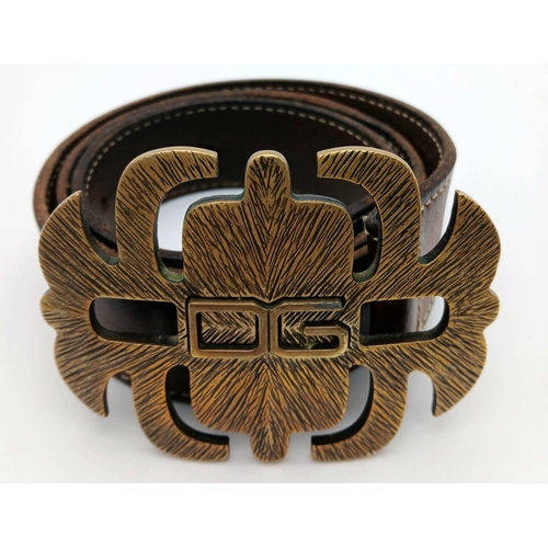 375 - A D&G Brown Leather Belt. 100cm total length. In good condition but please see photos.  Ref: STK0198... 