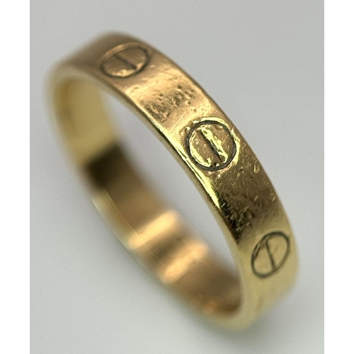 39 - A Cartier 18K Yellow Gold Love Ring. Size L. 3.2g.