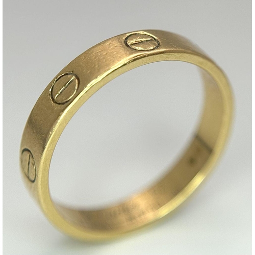 39 - A Cartier 18K Yellow Gold Love Ring. Size L. 3.2g.