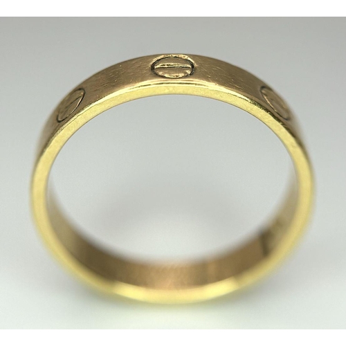 39 - A Cartier 18K Yellow Gold Love Ring. Size L. 3.2g.