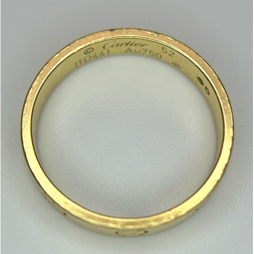 39 - A Cartier 18K Yellow Gold Love Ring. Size L. 3.2g.