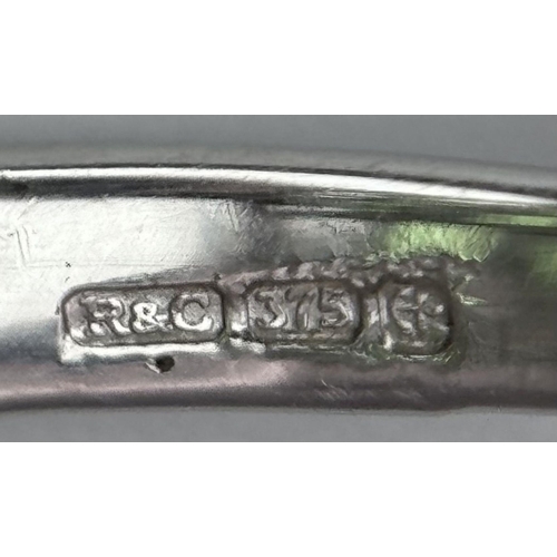 403 - A 9K White Gold Green and White Stone Signet Ring. Size N 1/2. 2.95g total weight.  Ref: STK019951