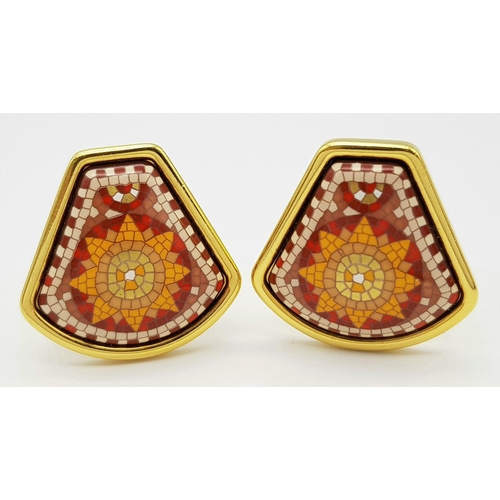 410 - A Pair of Hermes Decorative Enamel Clip-On Earrings.