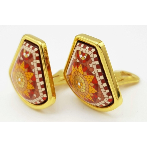 410 - A Pair of Hermes Decorative Enamel Clip-On Earrings.