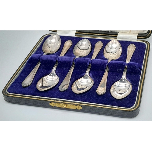 417 - Six Sterling Silver Teaspoons in Original Fitted Case. 11cm. 72g.