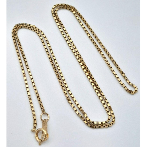 522 - A 9K Yellow Gold Venetian Link Necklace. 46cm. 3.1g.