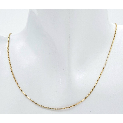 522 - A 9K Yellow Gold Venetian Link Necklace. 46cm. 3.1g.