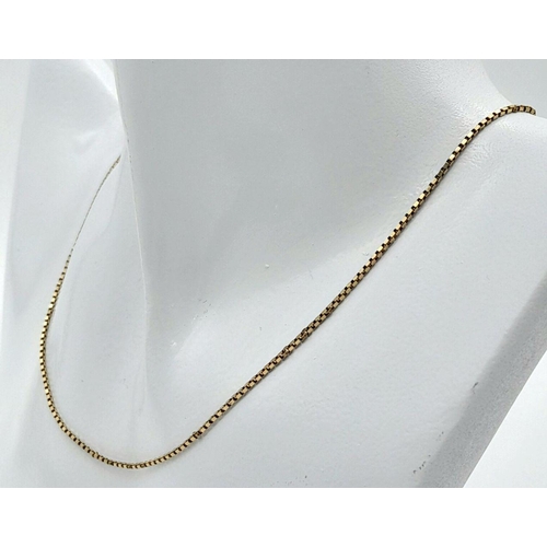 522 - A 9K Yellow Gold Venetian Link Necklace. 46cm. 3.1g.