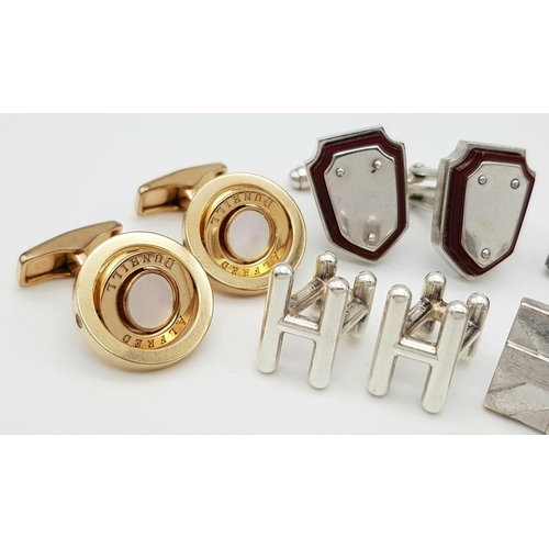 571 - Seven Pairs of Designer Cufflinks: 2 x Dunhill, 1 x Gucci, 1 x Tiffany, 1 x Hermes, 1 x Prada and on... 