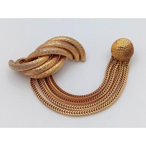 578 - A Designer Christian Dior Gold Plated Tassel Brooch.  Ref: STK019930