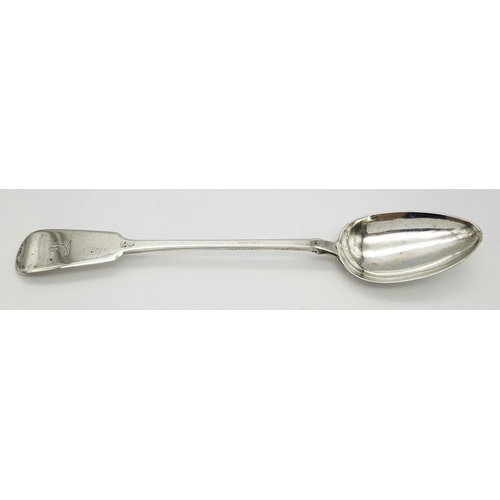 1222 - An antique sterling silver basting spoon. Full London hallmarks, 1826. Total weight 148G. Total leng... 