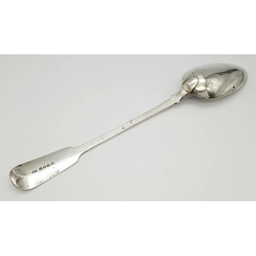 1222 - An antique sterling silver basting spoon. Full London hallmarks, 1826. Total weight 148G. Total leng... 