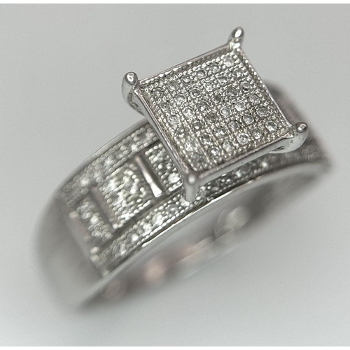 258 - A 9K WHITE GOLD DIAMOND RING 0.40CT 2.6G SIZE N 1/2. Ref: SC 7034