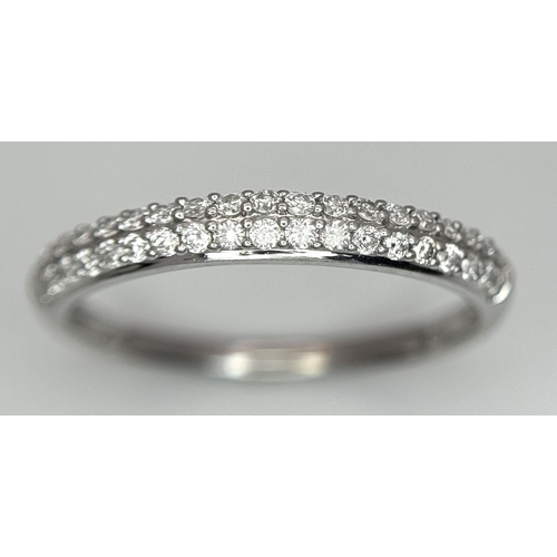 286 - A 18K WHITE GOLD 2 ROW DIAMOND RING 1.7G SIZE L. Ref: SC 7054