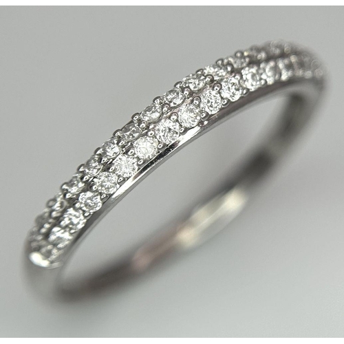 286 - A 18K WHITE GOLD 2 ROW DIAMOND RING 1.7G SIZE L. Ref: SC 7054