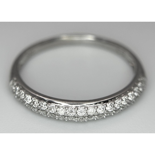 286 - A 18K WHITE GOLD 2 ROW DIAMOND RING 1.7G SIZE L. Ref: SC 7054