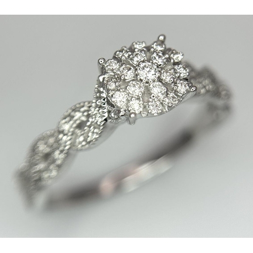 342 - A 9K WHITE GOLD DIAMOND RING 0.35CT 3.2G TOTAL WEIGHT, SIZE R 1/2. Ref: SC 7027