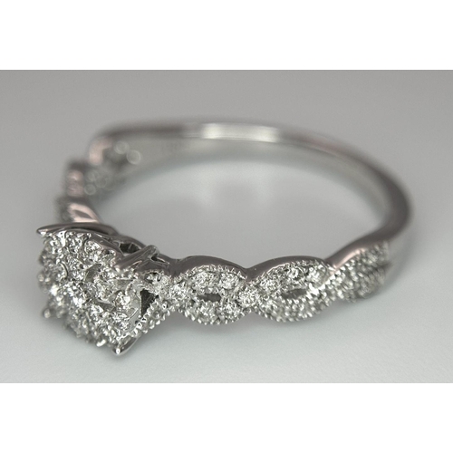 342 - A 9K WHITE GOLD DIAMOND RING 0.35CT 3.2G TOTAL WEIGHT, SIZE R 1/2. Ref: SC 7027