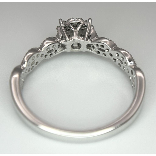 342 - A 9K WHITE GOLD DIAMOND RING 0.35CT 3.2G TOTAL WEIGHT, SIZE R 1/2. Ref: SC 7027