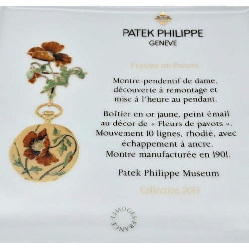 361 - A Patek Philippe Decorative Ceramic Plate. Limoges origin. Floral decoration. 18 x 18cm. In excellen... 