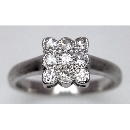 447 - A 18K WHITE GOLD OLD CUTS DIAMOND RING 0.18CT 4.1G SIZE L 1/2. Ref: SC 7052