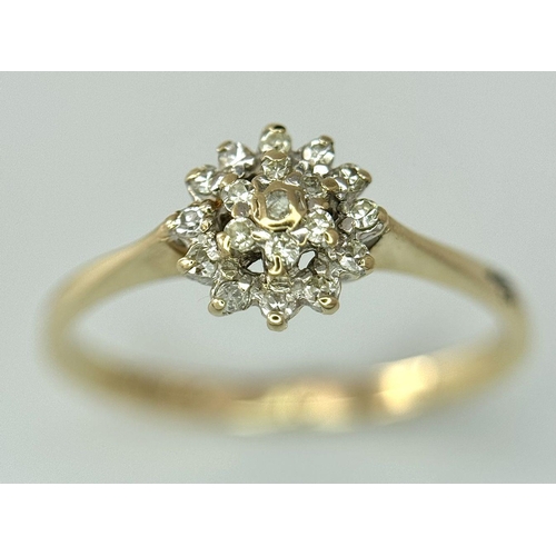 727 - A 9K YELLOW GOLD DIAMOND RING 1.3G SIZE M. Ref: SC 7043