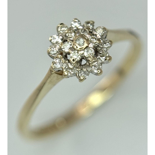 727 - A 9K YELLOW GOLD DIAMOND RING 1.3G SIZE M. Ref: SC 7043