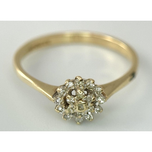 727 - A 9K YELLOW GOLD DIAMOND RING 1.3G SIZE M. Ref: SC 7043