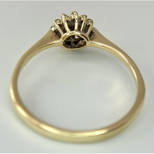 727 - A 9K YELLOW GOLD DIAMOND RING 1.3G SIZE M. Ref: SC 7043