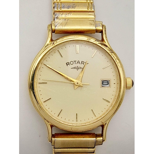 1999 - A Ladies Gold Plated Date Watch by Rotary Model 3909. 23mm Case. New Battery Fitted October 2024. Fl... 