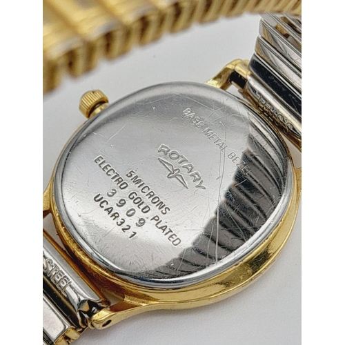 1999 - A Ladies Gold Plated Date Watch by Rotary Model 3909. 23mm Case. New Battery Fitted October 2024. Fl... 