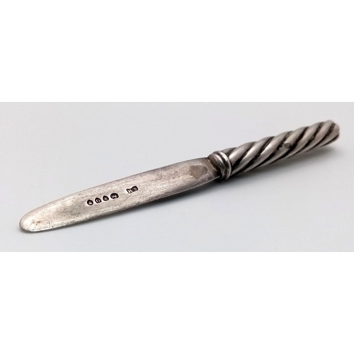 1321 - An Antique Victorian Sterling Silver Letter Opener. London hallmarks for 1889. 11cm. ref: STK019726