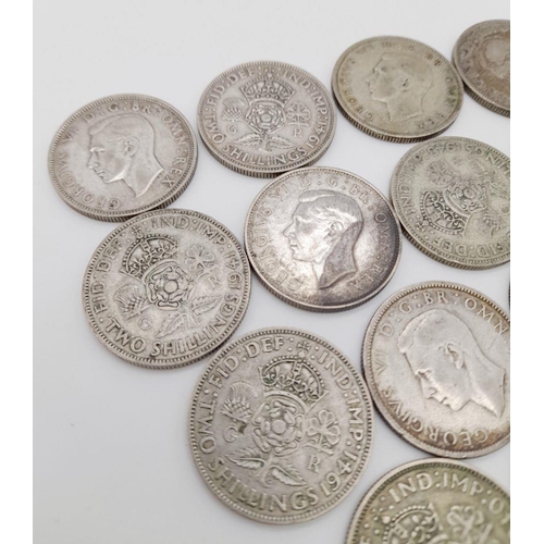 1582 - A Parcel of Thirteen Pre-1947 Silver Florins. Comprising 2 x 1940, 3 x1941, 2 x 1943, 4 x 1944 & 2 x... 