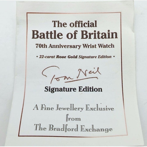 1484 - A Bradford Exchange Limited Edition, 70th Anniversary of the Battle of Britain, Quartz Gold-Tone Dat... 