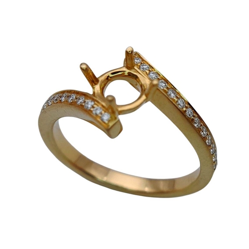 111 - A 18K YELLOW GOLD DIAMOND SET TWIST RING. MOUNT READY TO SET YOUR DREAM CENTRE STONE HOLDS A 0.60CT ... 