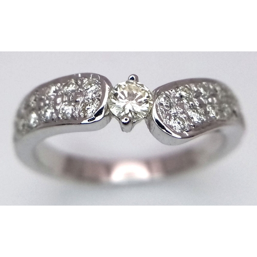 132 - A 18K WHITE GOLD DIAMOND RING 0.45CT 3.9G SIZE M 1/2. Ref: SC 7066