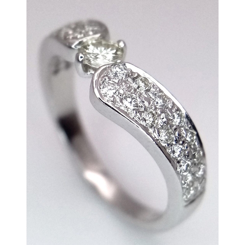 132 - A 18K WHITE GOLD DIAMOND RING 0.45CT 3.9G SIZE M 1/2. Ref: SC 7066